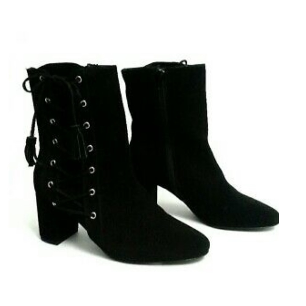 Anthropologie Matisse black suede boots harp 6.5